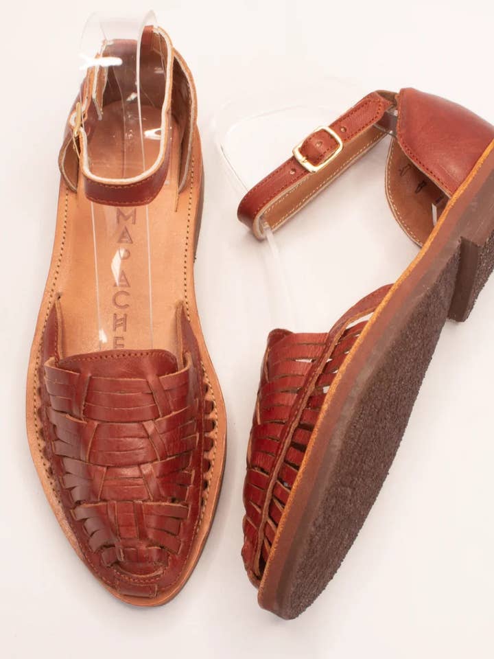 MAPACHE - Venta al por mayor Sandalias - Mujer - Sandalias de cuero trenzado color tabaco modelo Carlotta