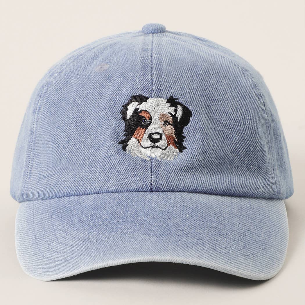 Fashion City - Wholesale Baseball Cap - Women's - Australian Shepherd Embroidered Denim Baseball Cap3