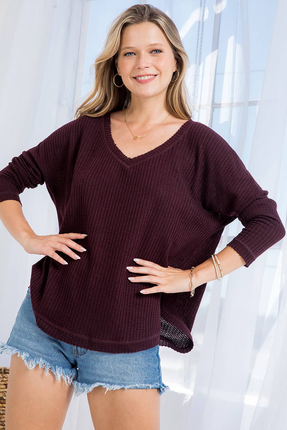 Sweet Lovely by Jen - Vente Haut en maille – femme - SW277 COL V MANCHES LONGUES DOLMAN30