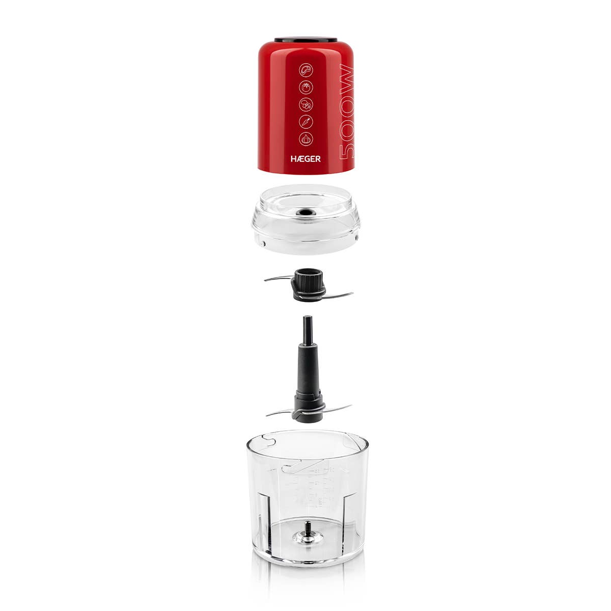 Haeger - Wholesale Kitchen Appliance - HAEGER Chop Master Chopper - 500ml, 2 Speeds, 500W, Red2