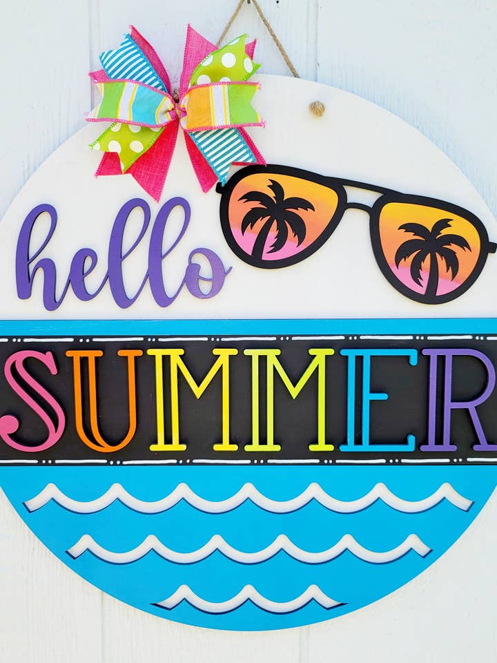 Fai da te Occhiali da Sole Ciao Estate Appendino per Porta per la vendita all'ingrosso da parte di Teal Moon Creations