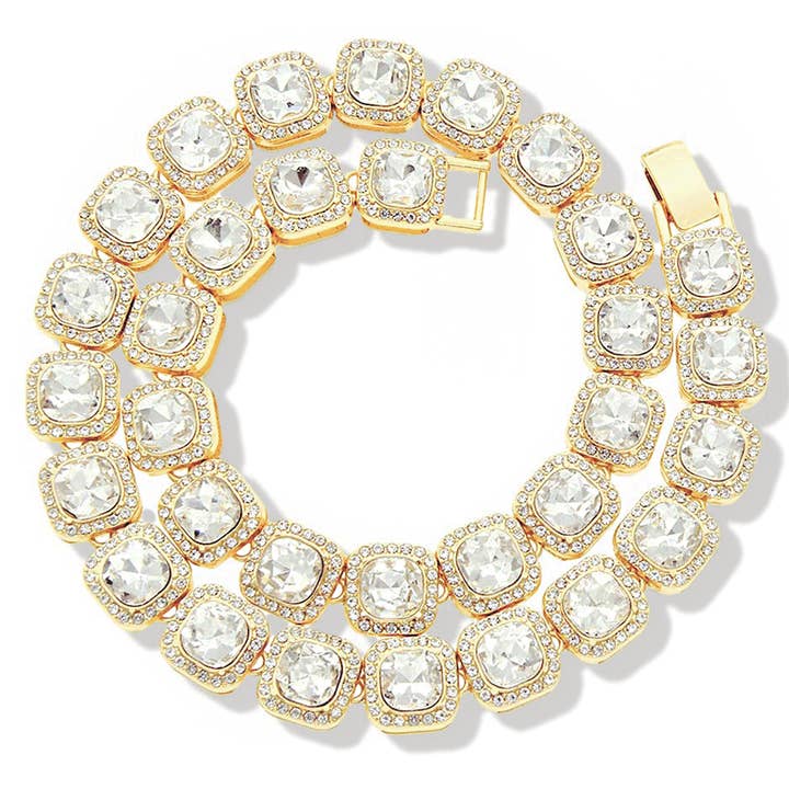 Crystal Necklace (13mm, Gold) for wholesale by EMESLY