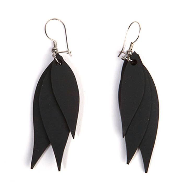 Flake Recycled Rubber Earrings for wholesale by paguroupcycle