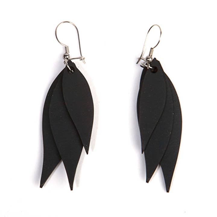 Flake Recycled Rubber Earrings for wholesale by paguroupcycle
