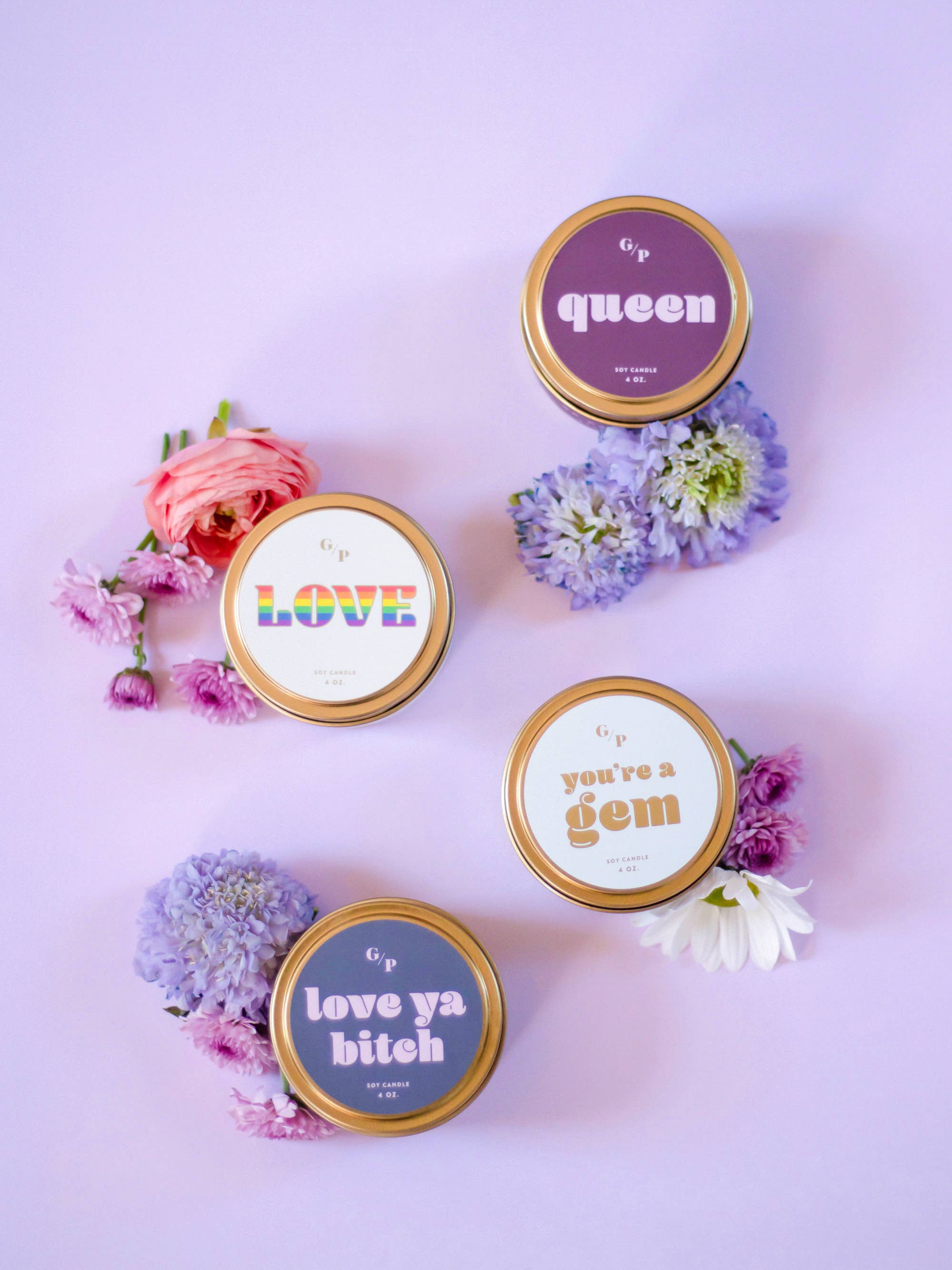 GP Candle Co. - Wholesale Travel Candles - Love Pride Just Because 4 oz. Candle Tin3