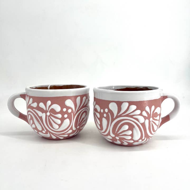 Handgemaakte roze Mexicaanse cappuccinomok voor wholesale door Fiesta McAllen LLC