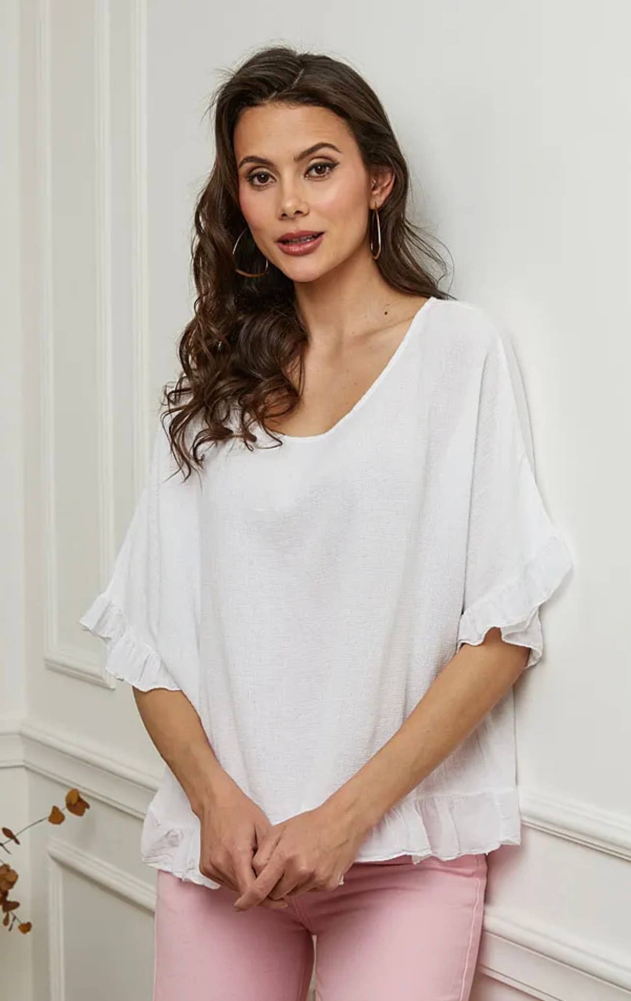 LÉA & LUC - Wholesale Blouse - Women's - Plain blouse in 50% Linen and 50% Cotton REF. 87476