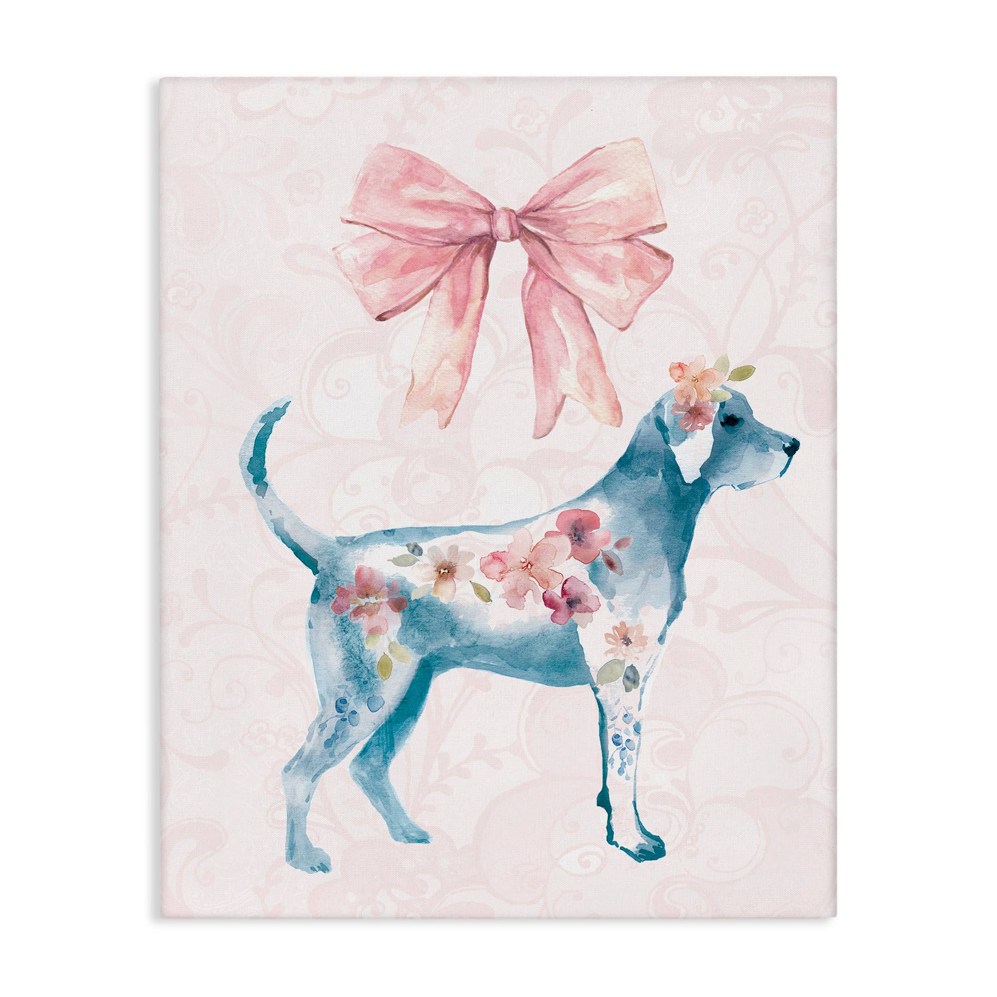 Stupell Industries – wholesale Wall sign – Floral Dog with Pink Ribbon - Unframed Wall Art5