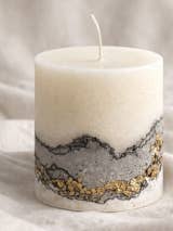 Cement and Soy candles with Gold leaf for wholesale by Moose Meadows Farm co