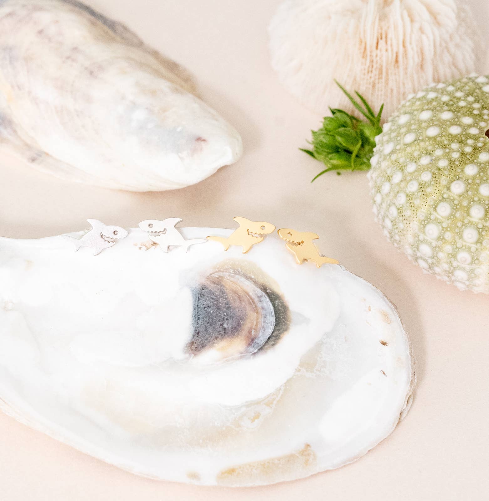 Rebecca Accessories LLC - Wholesale Stud/Post Earrings - Shark Post Stud Earrings Gold Silver Ocean Beach Gift Giving1