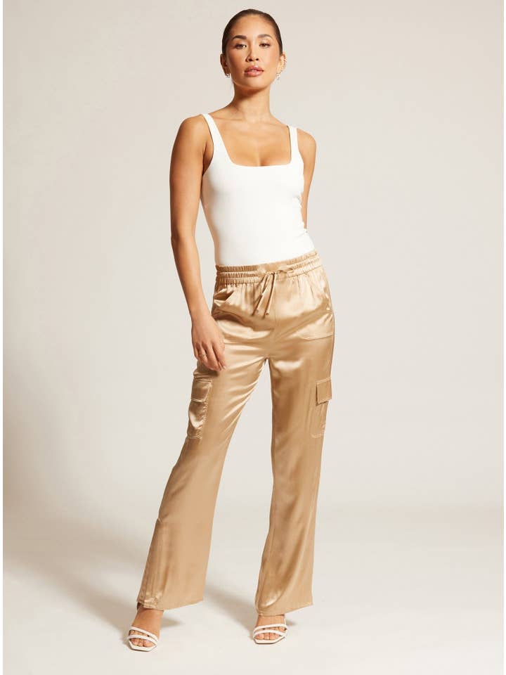 SILK WIDE LEG PANT GOLD TRIMS for wholesale on Faire