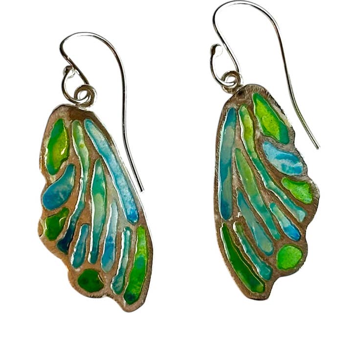 Plique a Jour Dragonfly Wing Earrings for wholesale by Laura Stamper Design