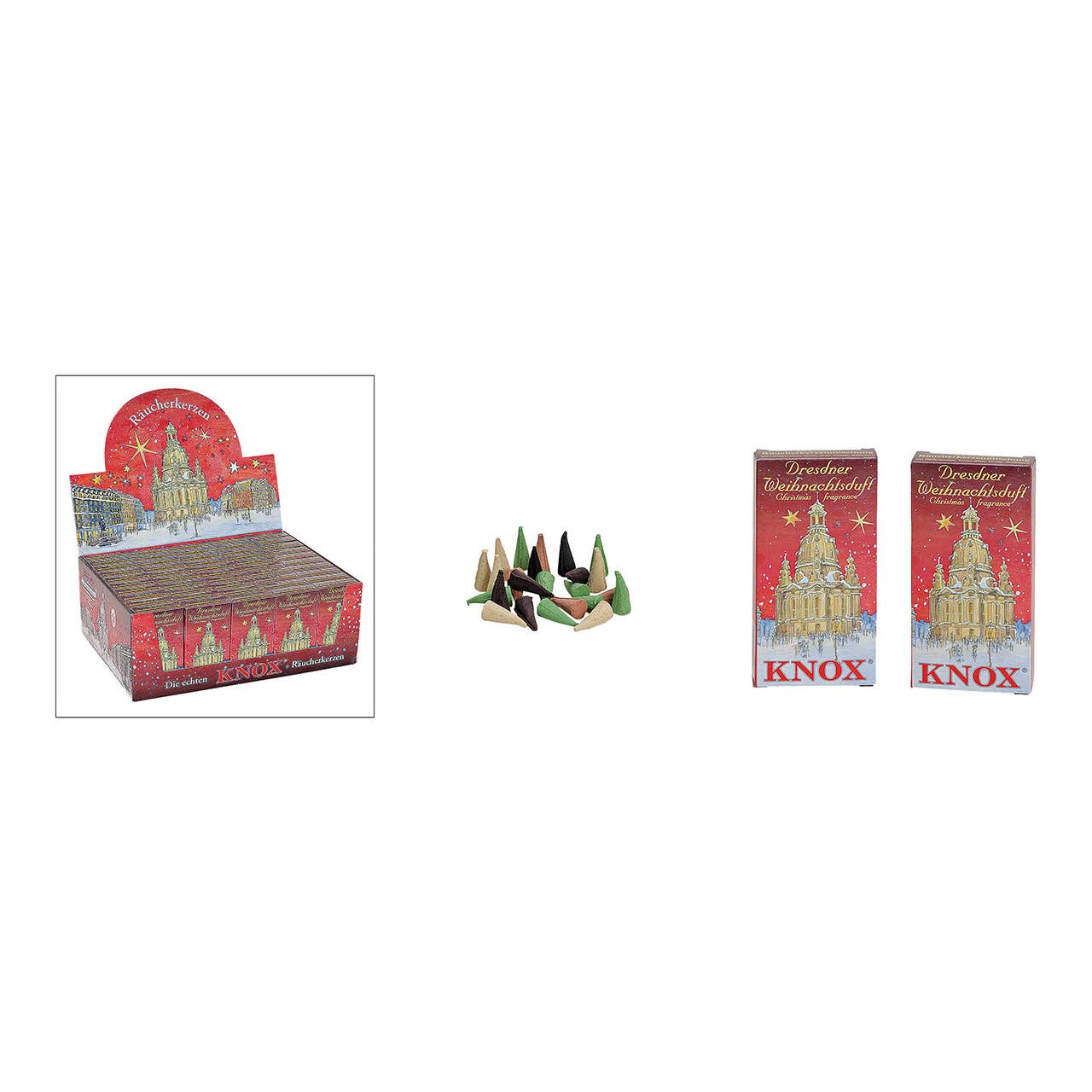 Wurm - Vendita all'ingrosso Candele regalo - Knox incensi 3cm, profumo natalizio di Dresda-rosso, set da 24, (L/A/P) 6x13x2cm0