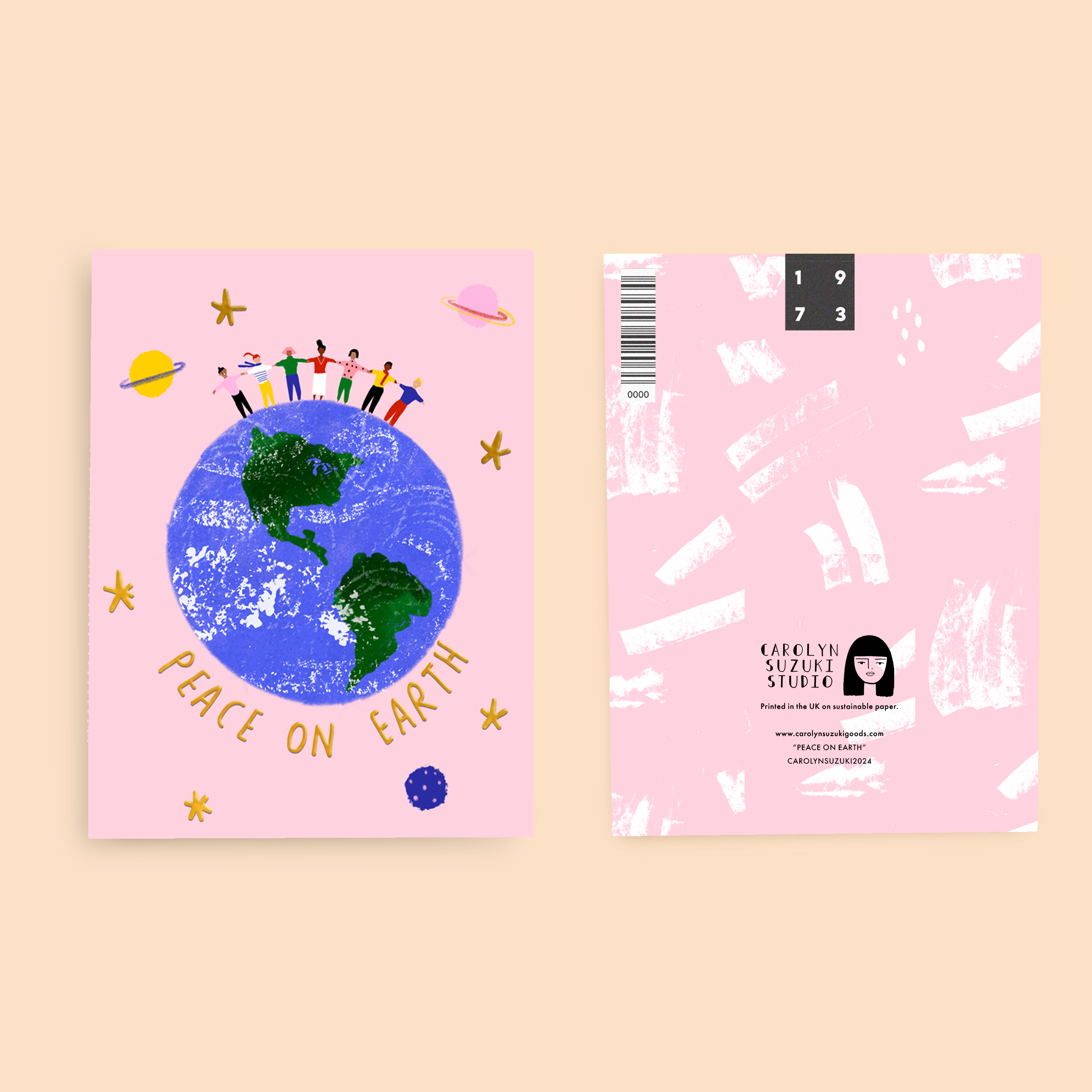 Carolyn Suzuki - Venta al por mayor Tarjetas de felicitación de Navidad - PAZ EN LA TIERRA - Tarjeta Navideña1