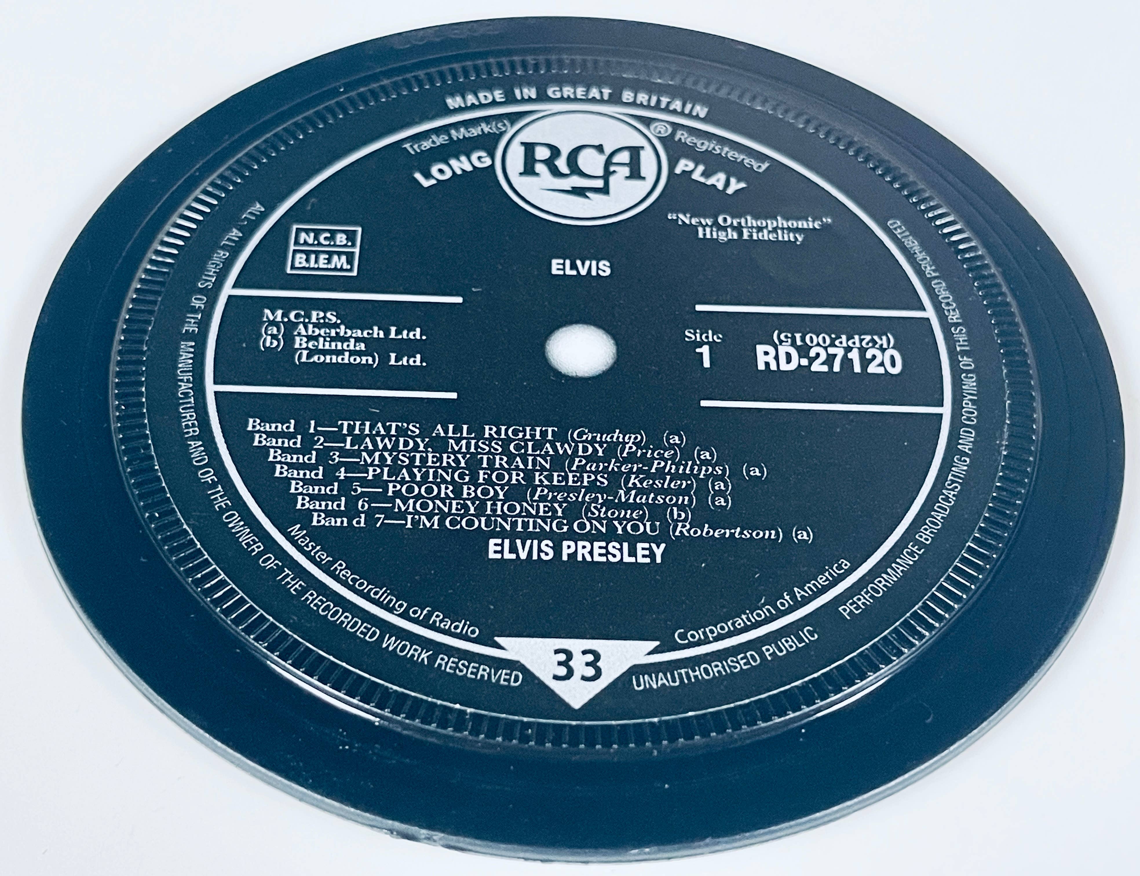 Popsters – wholesale Coasters – Elvis Presley Record label coasters. 5 in a box. Popsters.4