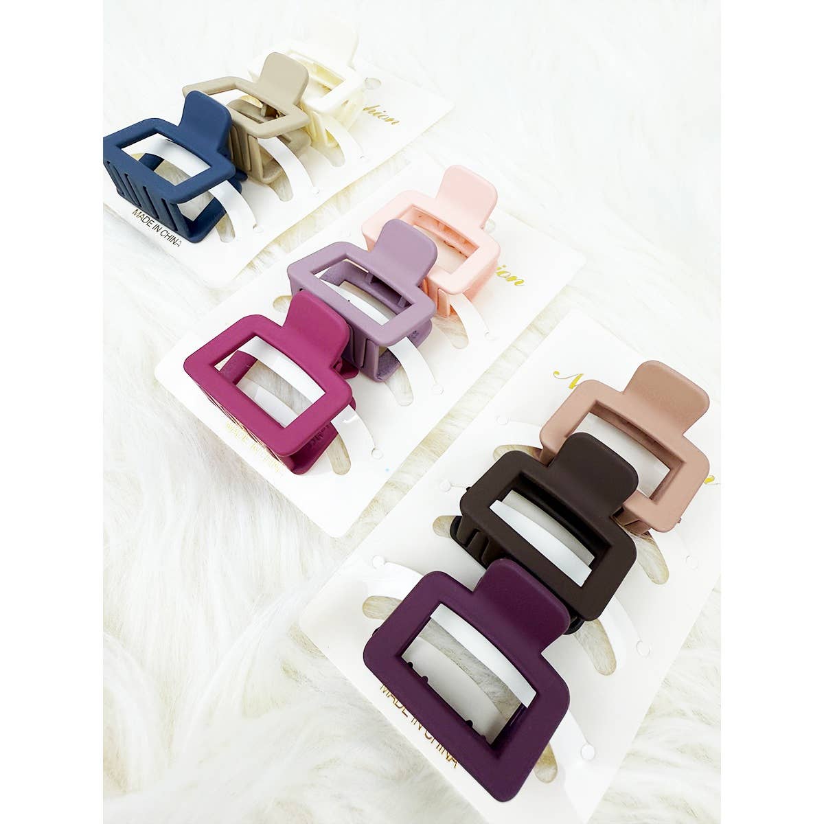 MIX COLOR Mini Rectangle Hair Claw Set for wholesale on Faire5