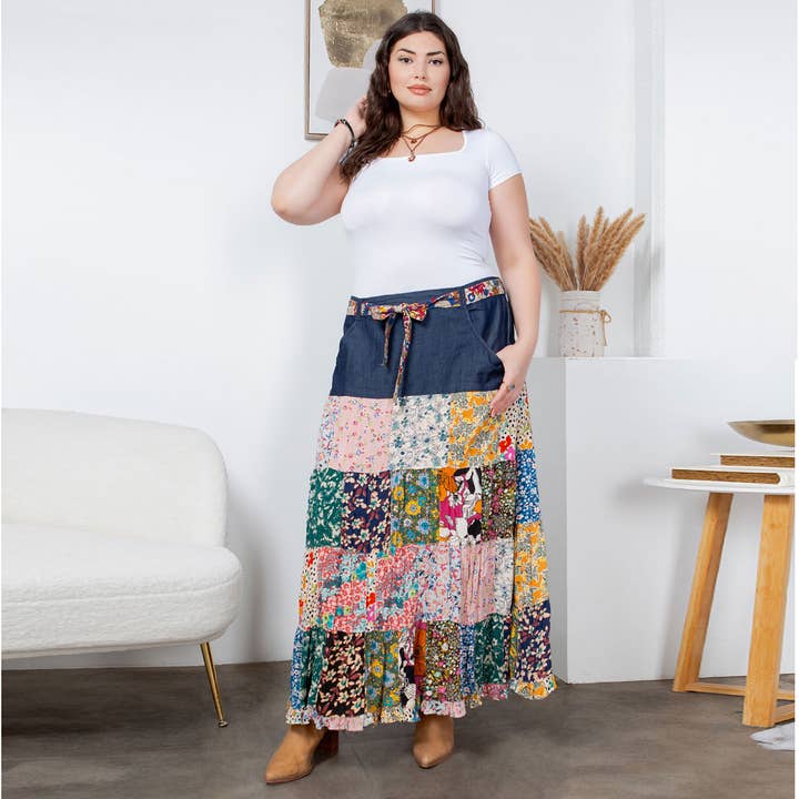 MEZCLILLA Boho Chic Occidental: Falda midi de mezclilla TAMBIÉN EN TALLAS GRANDES de venta al por mayor en Faire