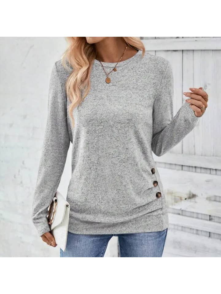 Lily Clothing - Wholesale Shirt - Women's - SOLID COLOR LONG-SLEEVED CUT-OUT CASUAL SHIRT