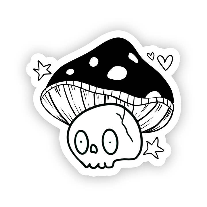 Skull Mushroom | Gothic | Waterproof Vinyl Sticker | 2.5" for wholesale by Rebel and Siren Stickers