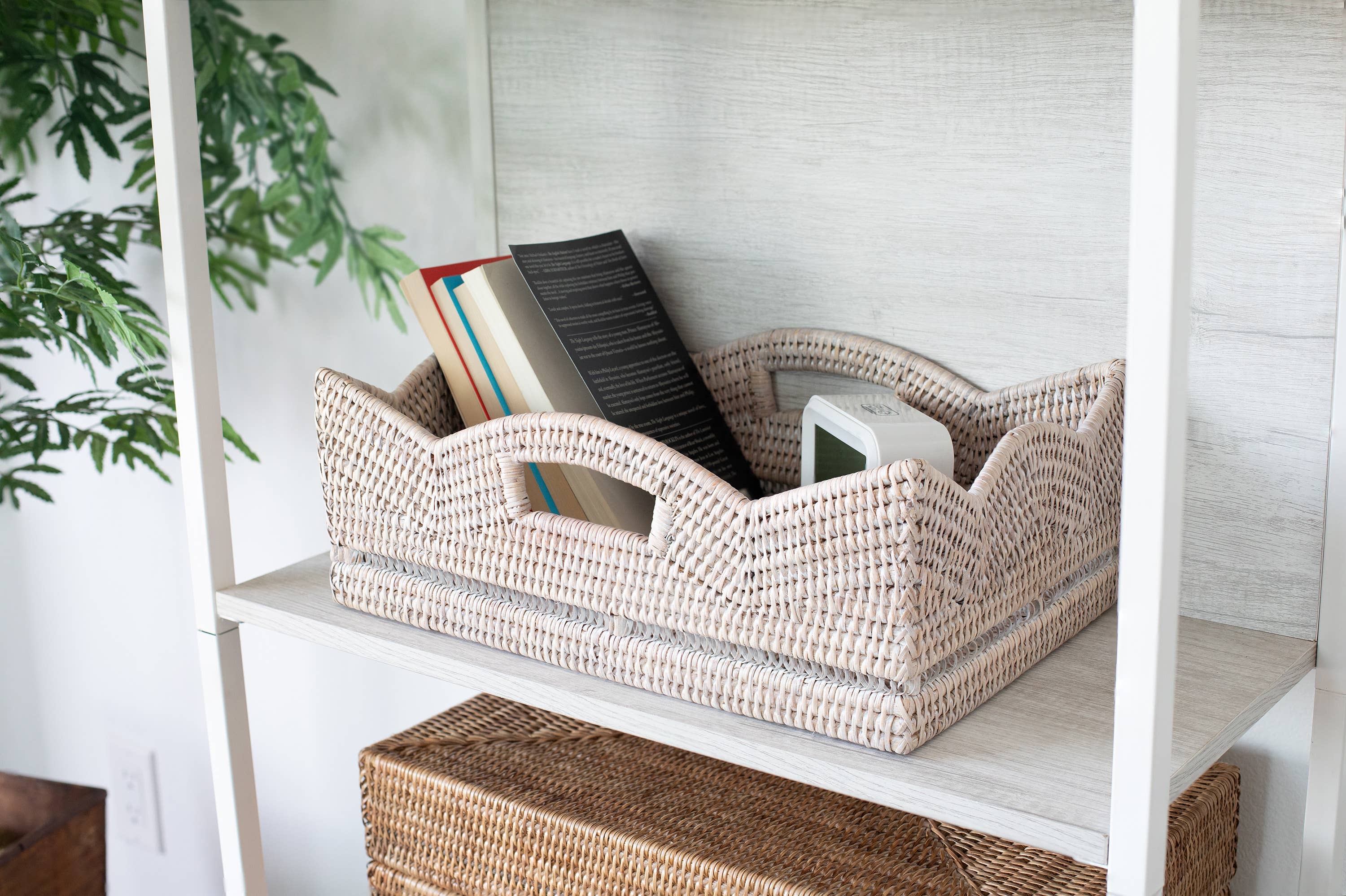 Artifacts Trading Company - Wholesale Basket - Rattan Rectangular Scallop Shelf Basket4