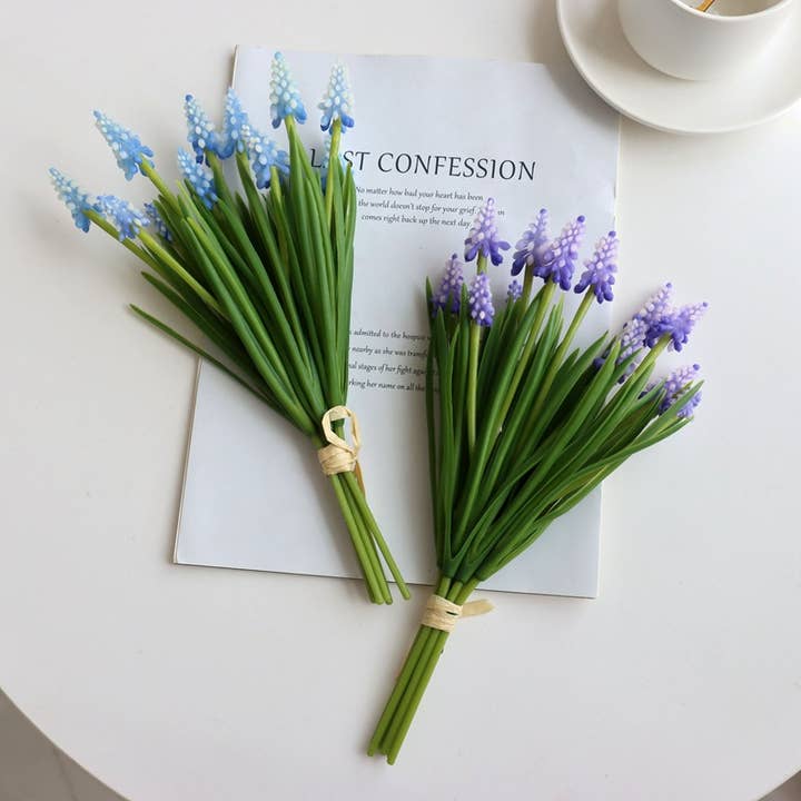 Sweet Home Deco - Wholesale Artificial Flowers - 11''T Soft Touch Faux Hyacinth Flower, Floral Bunch, 6 Stems