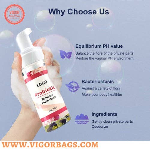 VIGOR – wholesale Intimrengöring/wipes – Probiotiskt skum för yoni-tvätt, kvinnlig hygien7