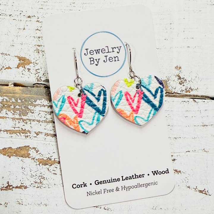 Jewelry By Jen - Wholesale Dangle Earrings - Heart Earrings (Small): Candy Hearts3