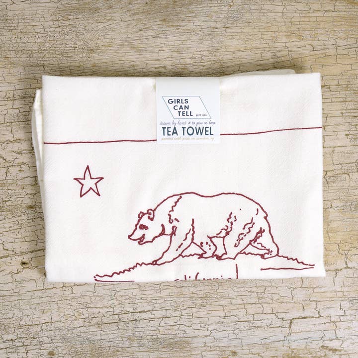 California Flag Tea Towel | kitchen | flour sack | dish for wholesale by Girls Can Tell