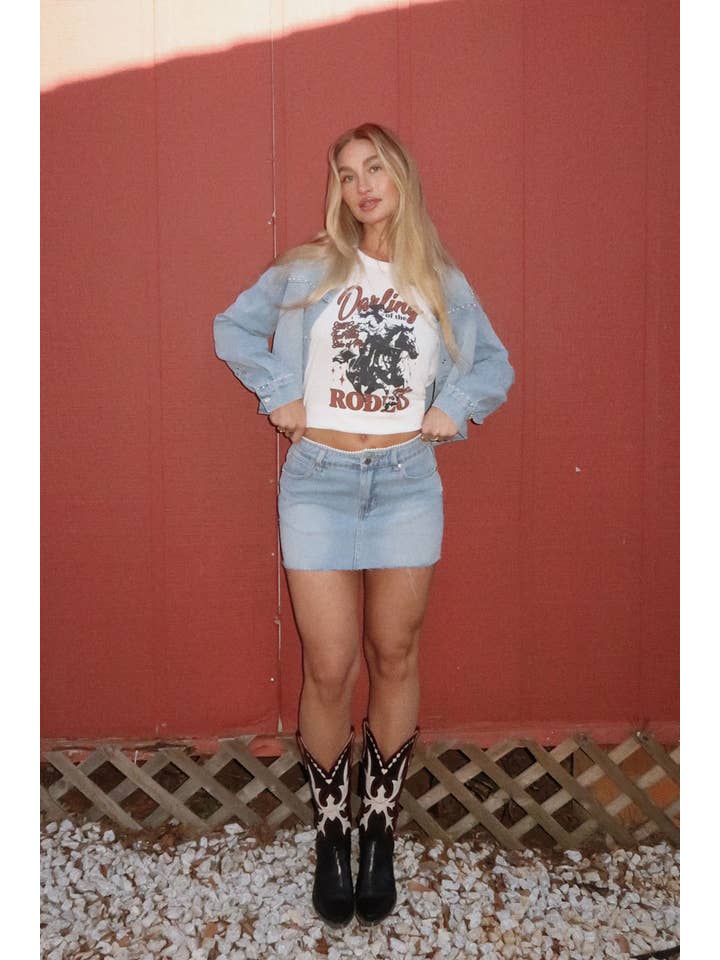 IVORY Darling of the Rodeo Vintage-Wash Graphic Tee for wholesale on Faire