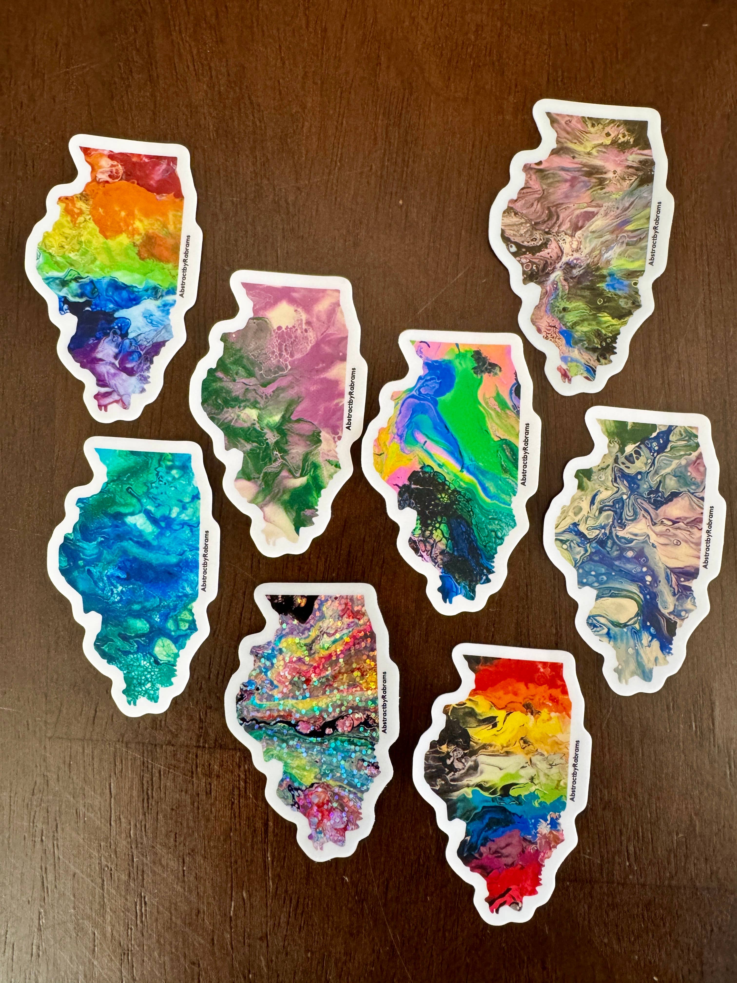 AbstractbyRabrams - Wholesale Sticker - Illinois State Vinyl Sticker - LGBTQ - Rainbow - Trans10