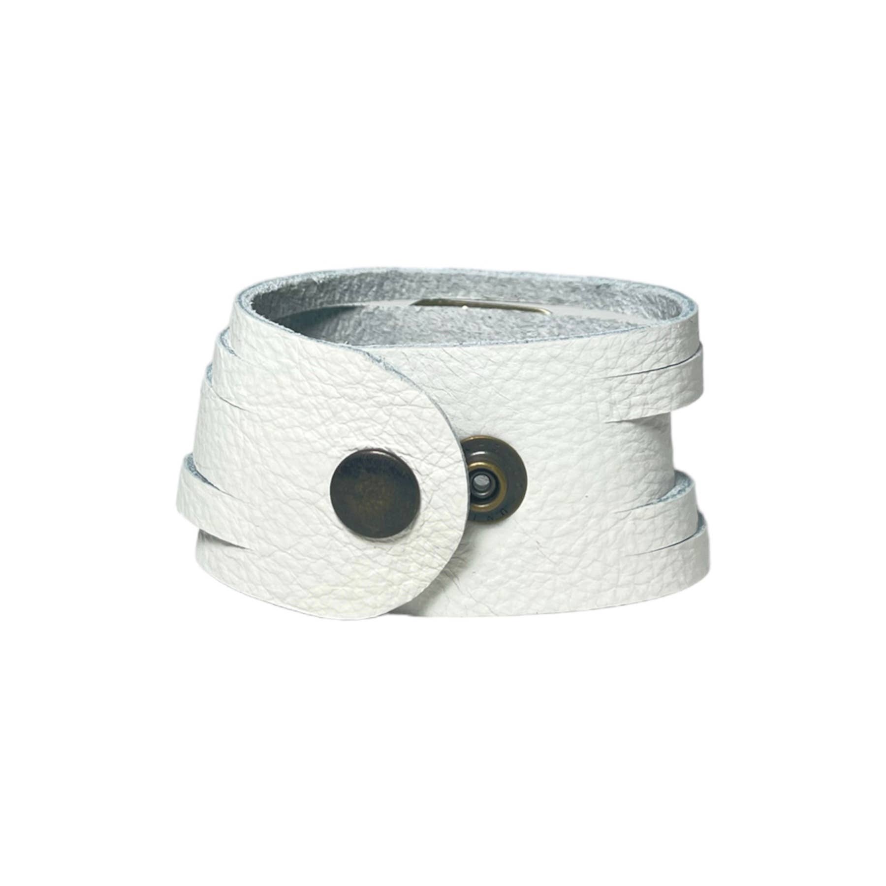 Cadella's Jewelry - Wholesale Cuff Bracelet - White Sliced Leather Cuff1