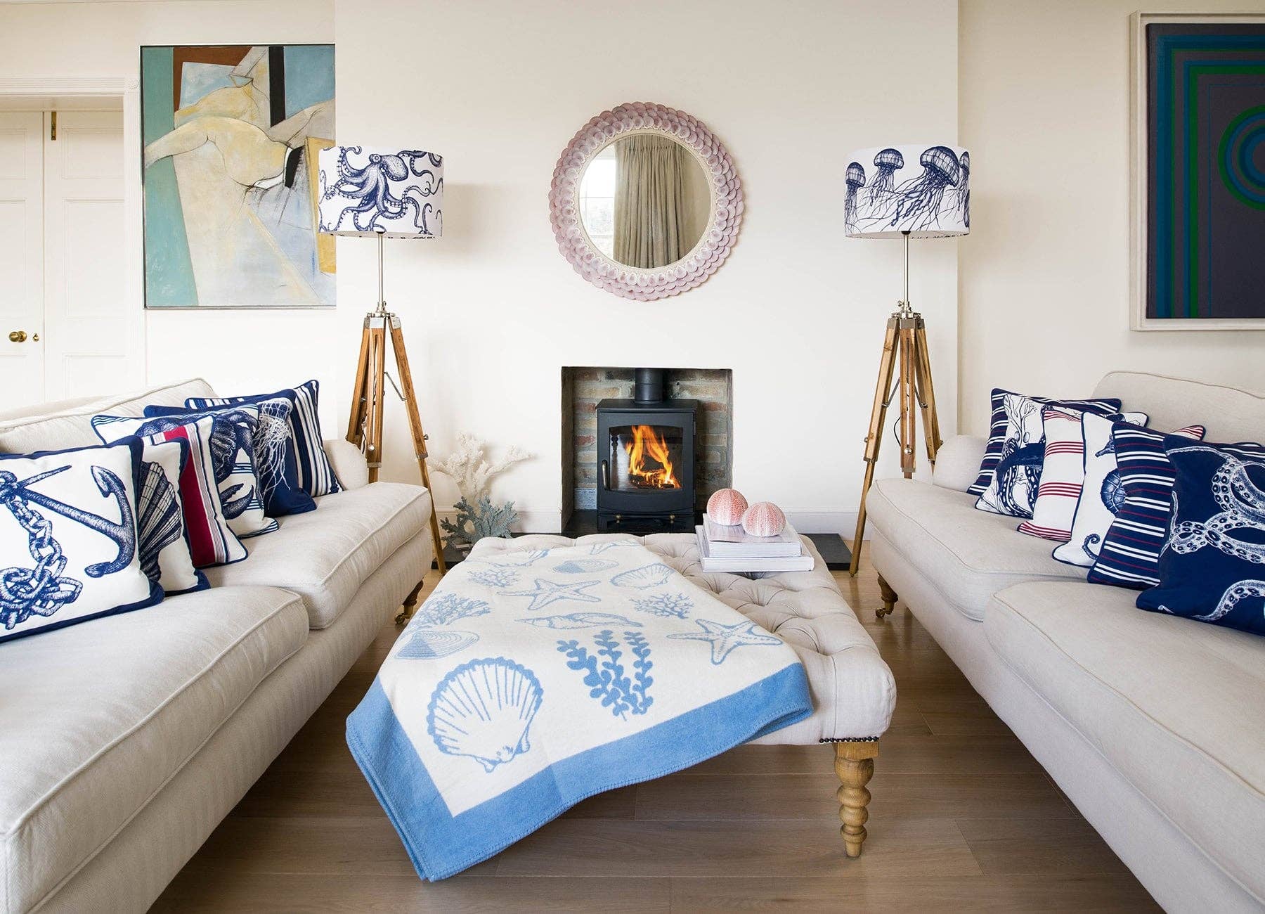 Octopus Lampshade In Marine Blue On White for wholesale on Faire2