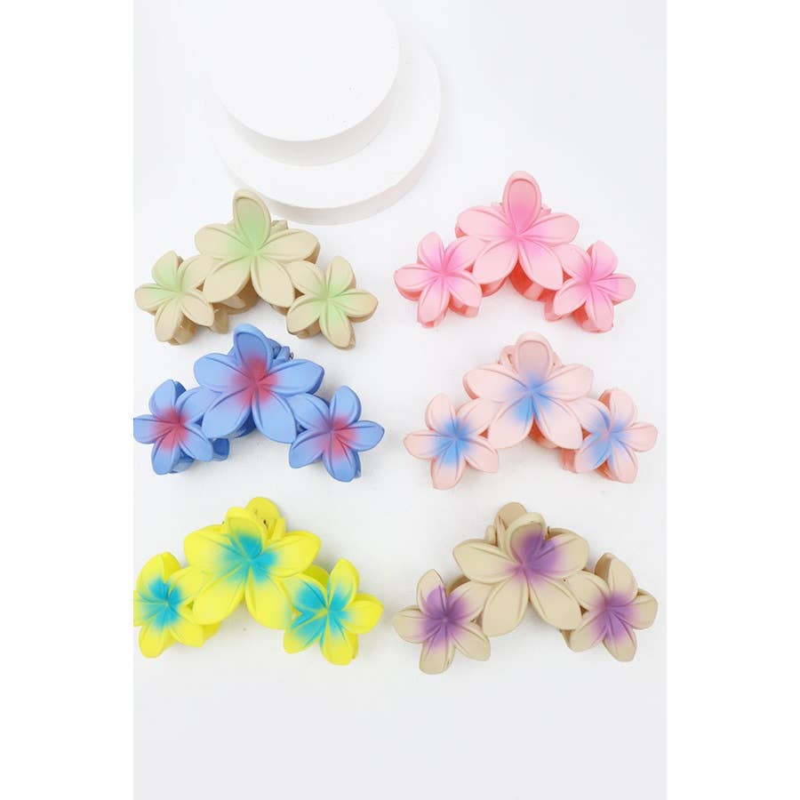 Matte Color Plumeria Flowers Hair Claw for wholesale on Faire
