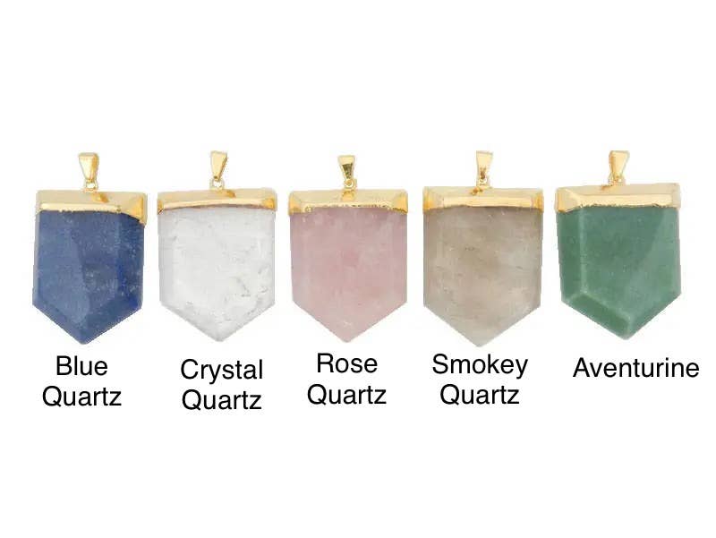 Jewelers Paradise - Wholesale Individual Charm/Pendant - Crystal Shield Pendant Electroplated 24k Gold/Silver2