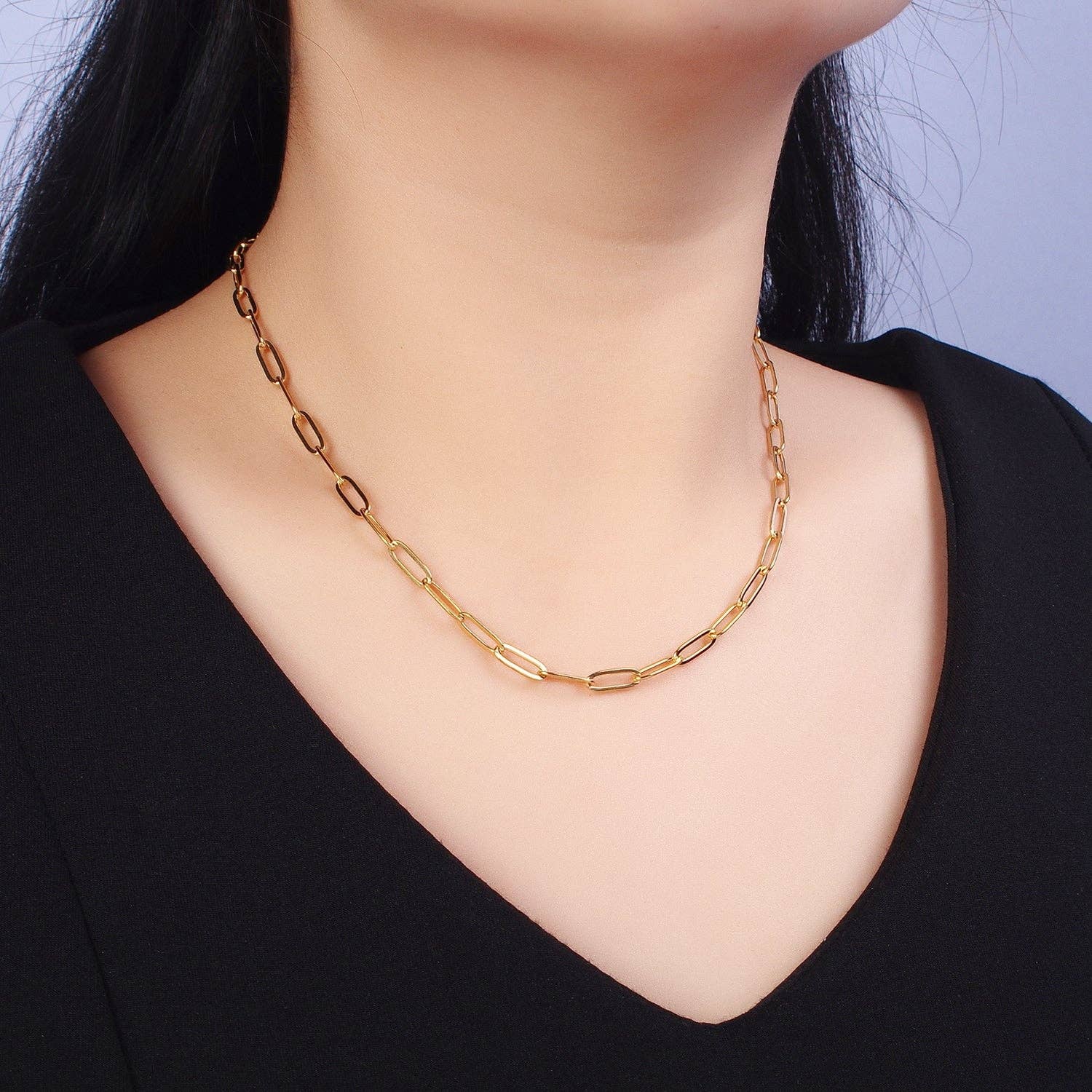 Aim Eternal - Wholesale Link & Chain Necklace - BLOWOUT Dainty Goldplated Paperclip Link Long Chain Necklace2