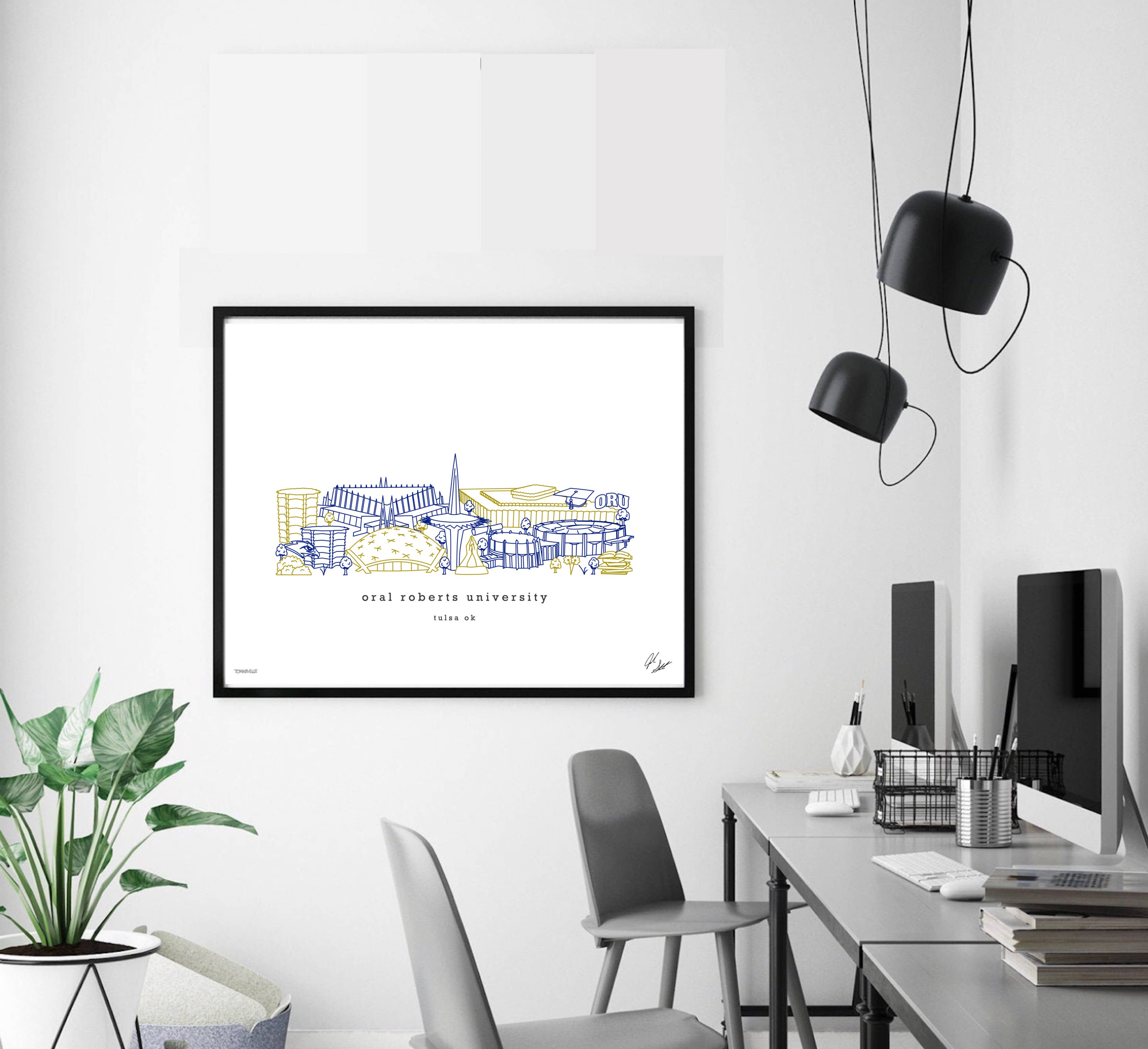 Townsville Art - Vente Affiche d'art - Décoration murale minimaliste de l'université Oral Roberts2