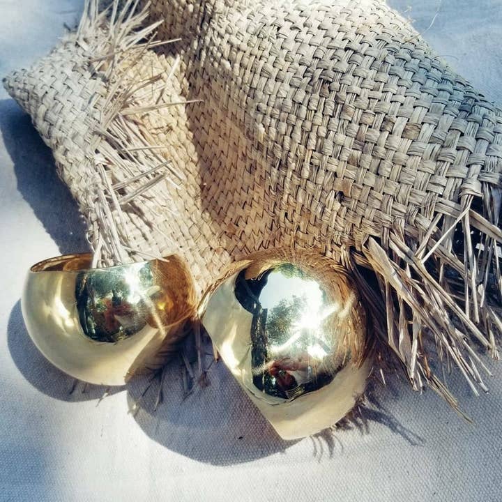 Bisjoux - Wholesale Cuff Bracelet - Globe dome brass handcrafted bold big Cuff bracelet