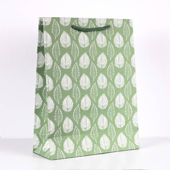 Bolsa de regalo de papel de algodón Green Leaf para venta al por mayor de PaperSpree