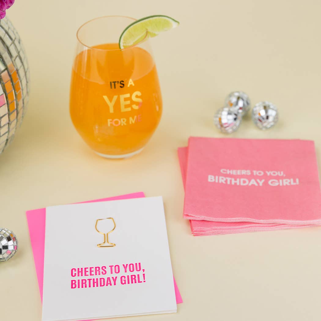Chez Gagné - Wholesale Birthday Card - Cheers To You Birthday Girl - Wine Glass Paperclip Card3