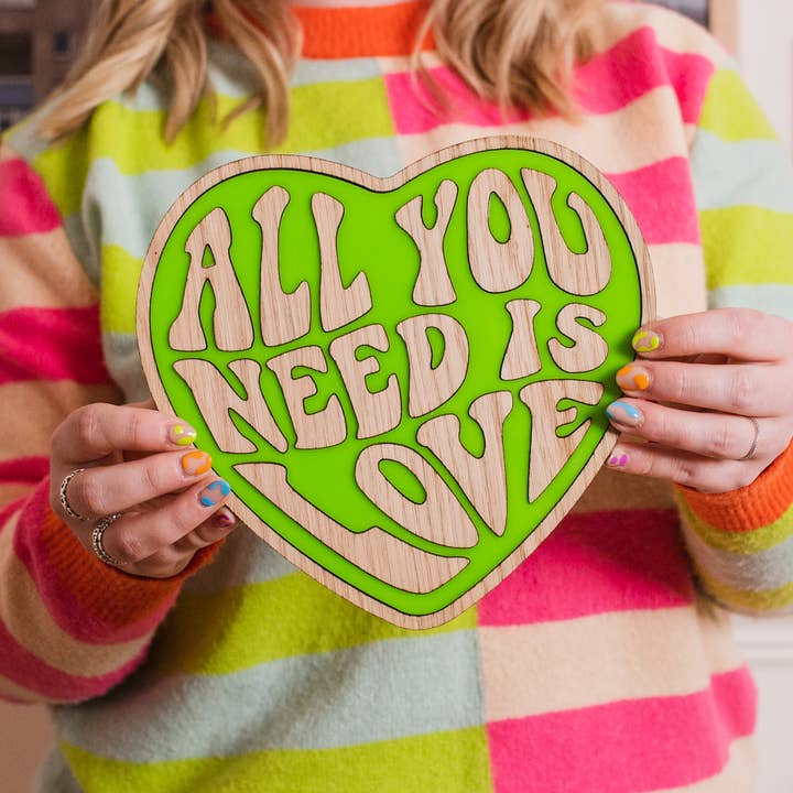 All You Need Is Love Wooden Sign for wholesale by Pen & Pearl Gifts