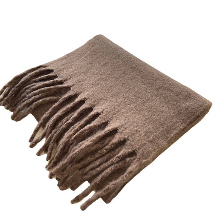 Dipped Shop - Wholesale Scarf - Women's - 2+ Solid Color Tassel Mohair Scarves DPKS100232