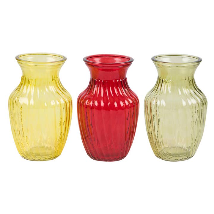 Glass Vase - 8'' H - 3 Assorted Colors Style 1 for wholesale by Deluxe Import Trading