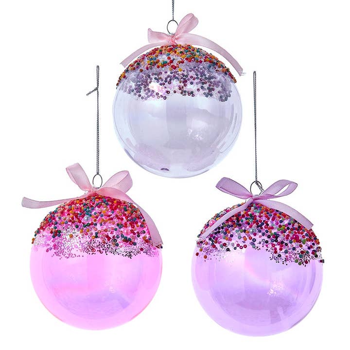 Kurt S. Adler, Inc. - Wholesale Ornament set - 4"GLASS BUBBLEGUM BALL ORN 3/A