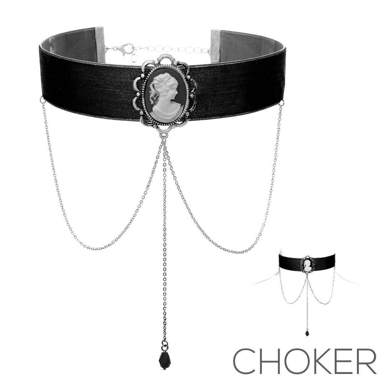 Western Fashion - Vente Collier ras-de-cou - Collier ras de cou Cameo Drop Chain3