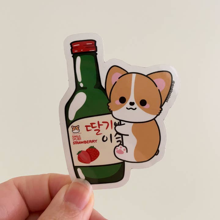 Erdbeer-Soju-Corgi-Aufkleber für den Großhandel von Single Sploot