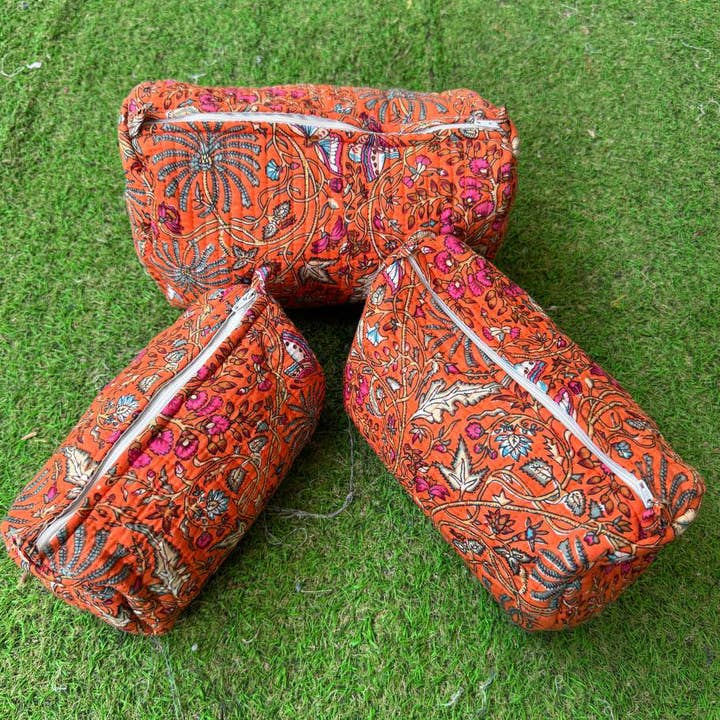 GYPSY STUDIO - Wholesale Makeup/Cosmetic Bag - Travel Bag Block Printed Cosmetic Bag Cotton Quilted Pouches3