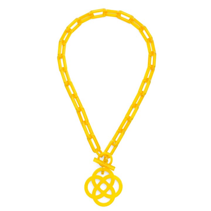 ZENZII Jewelry - Wholesale Pendant/Charm Necklace - Resin Quatrefoil Link Collar Necklace16