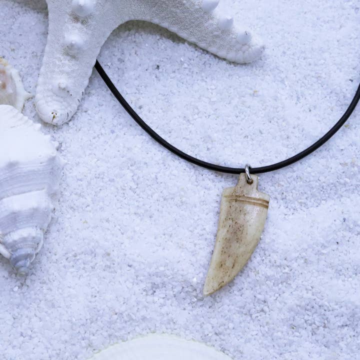 Natalia - Wholesale Pendant/Charm Necklace - Hand Carved Ox Bone Tooth 18" Necklace for Men- PC2