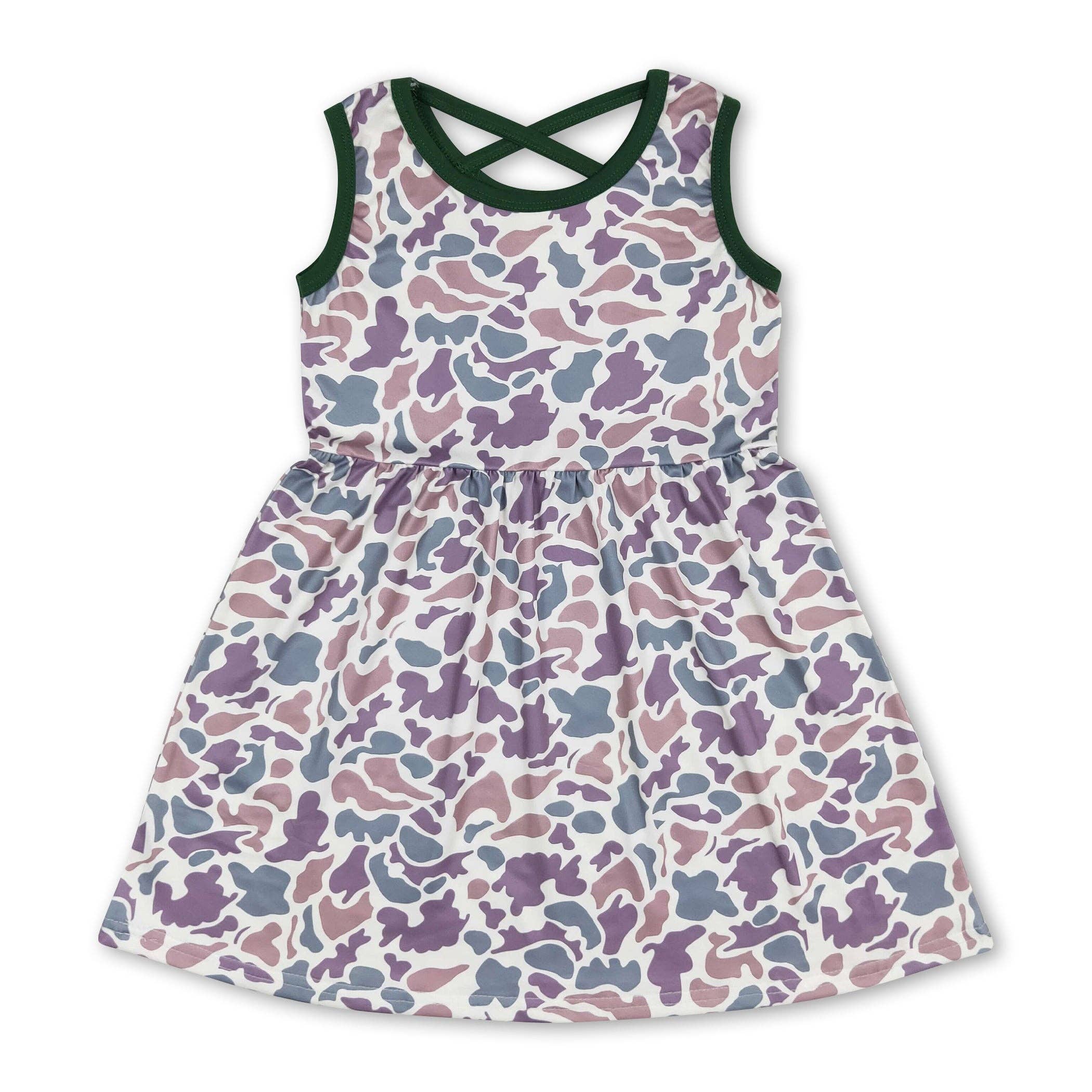 Yawoo Garments - Vente Robe – enfant - Robe d'été camouflage verte sans manches pour enfants et filles0