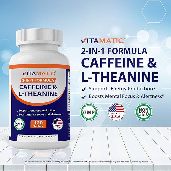 Vitamatic - Wholesale Oral Supplement/Vitamin - Vitamatic L-theanine 200mg with Caffeine 100mg | 120 Tablets